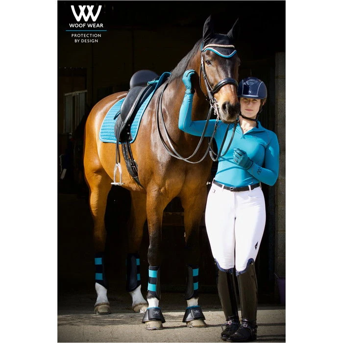 Woof Wear Club Brushing Boots - Black / Ocean Colour Black/Ocean 4 Woof Wear Club Brushing Boots - Black / Ocean Colour Black/Ocean - Image 2