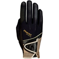 2022 Roeckl Madrid Riding Gloves 3301-249 - Black / Gold Colour Gold/Black