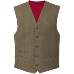 2022 Alan Paine Mens Combrook Tweed Shooting Field Waistcoat COMGLBW - Sage Colour Sage
