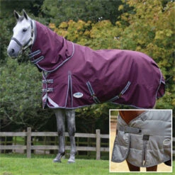 2022 Weatherbeeta Comfitec Plus Dynamic II Medium-Lite Detach-A-Neck Rug & Liner Bundle - Grey / White / Maroon