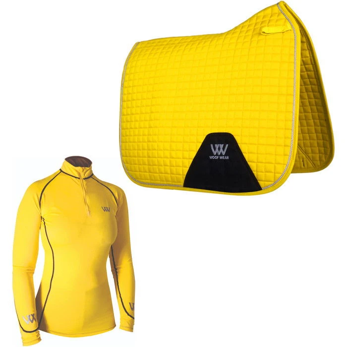 2022 Woof Wear Womens Performance Riding Shirt & Woof Wear Dressage Saddle Cloth Bundle - Sunshine Yellow Colour Sunshine Yellow 3 2022 Woof Wear Womens Performance Riding Shirt & Woof Wear Dressage Saddle Cloth Bundle - Sunshine Yellow Colour Sunshine Yellow