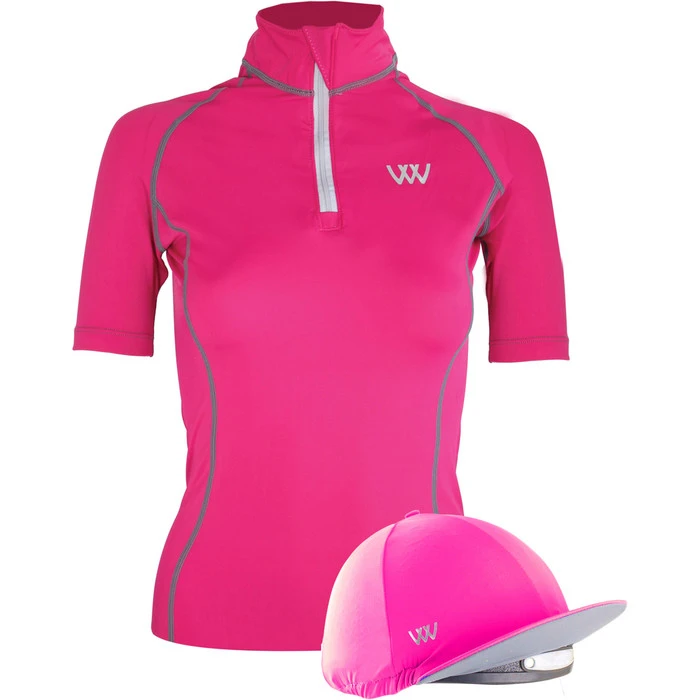 2022 Woof Wear Womens Short Sleeve Performance Riding Shirt & Convertible Hat Cover Bundle WA0006/3 - Berry Colour Berry 3 2022 Woof Wear Womens Short Sleeve Performance Riding Shirt & Convertible Hat Cover Bundle WA0006/3 - Berry Colour Berry