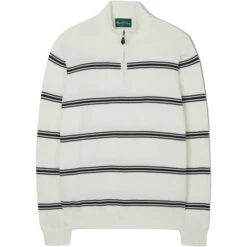 2023 Alan Paine Houghton Mock Neck Jumper 116U11 - Ecru / Dark Navy