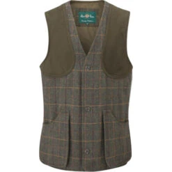 2023 Alan Paine Mens Rutland Tweed Shooting Waistcoat Gilet RUTGSHW - Fern Colour Fern