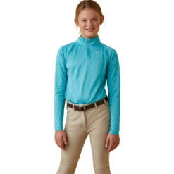 2023 Ariat Junior Sunstopper 2.0 1/4 Zip Baselayer 10043604 - Maui Blue Colour Maui Blue