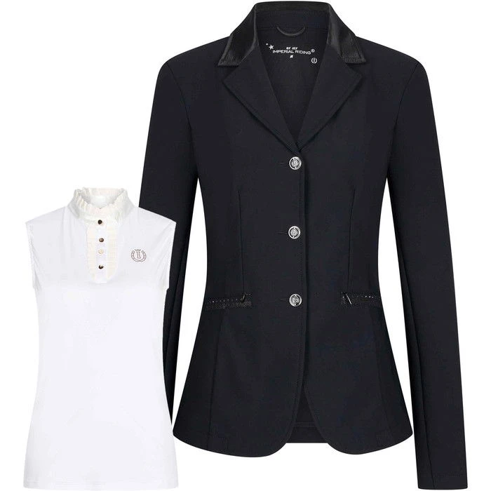 2023 Imperial Riding Womens Vive Capone Competition Blazer & Triumph Sleeveless Competition Top CBCT23 - Black / Gun Metal / Whi 3 2023 Imperial Riding Womens Vive Capone Competition Blazer & Triumph Sleeveless Competition Top CBCT23 - Black / Gun Metal / Whi