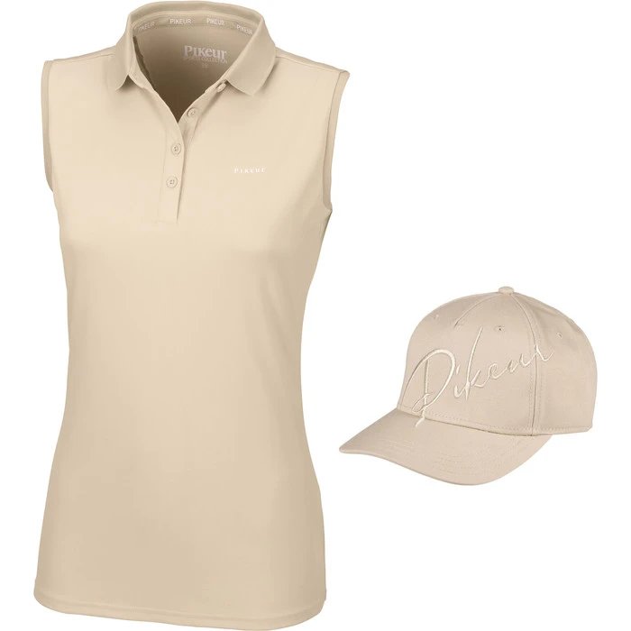 2023 Pikeur Womens Jarla Sleeveless Polo Shirt & Cap For £10 Bundle - Vanilla Cream / Beige / Ivory 3 2023 Pikeur Womens Jarla Sleeveless Polo Shirt & Cap For £10 Bundle - Vanilla Cream / Beige / Ivory