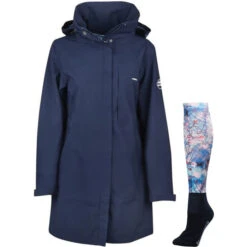 2023 Weatherbeeta Womens Everly Jacket With FREE Stocking Socks 1019059010093730 - Ink Navy / Blossom