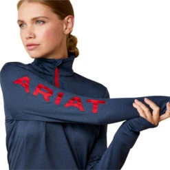 2021 Ariat Womens Team Gridwork 1/4 Zip Baselayer 10037000 - Navy -Equestrian Clothing Sales 3598 202120Ariat20Womens20Team20Gridwork201420Zip20Baselayer201003700020 20Navy20Back20Full20Model202.700x700