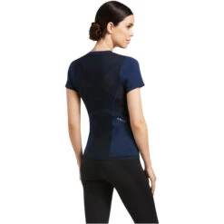 2022 Ariat Womens Ascent Crew Short Sleeve Baselayer 10039199 - Navy -Equestrian Clothing Sales 4127 S22 WMS ENGL 10039199 back.700x700
