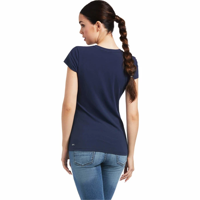 2022 Ariat Womens Vertical Logo Short Sleeve Top 10039227 - Navy 4 2022 Ariat Womens Vertical Logo Short Sleeve Top 10039227 - Navy - Image 2
