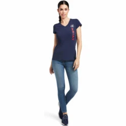 2022 Ariat Womens Vertical Logo Short Sleeve Top 10039227 - Navy 8 2022 Ariat Womens Vertical Logo Short Sleeve Top 10039227 - Navy -Equestrian Clothing Sales 4138 10039227 full3.700x700