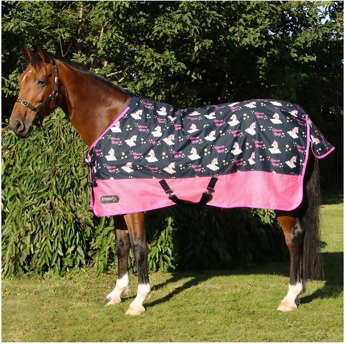 2022 Hy Equestrian StormX Original Unicorn Magic 0 Turnout Rug Hesumtr - Navy / Pink 4 2022 Hy Equestrian StormX Original Unicorn Magic 0 Turnout Rug Hesumtr - Navy / Pink - Image 2