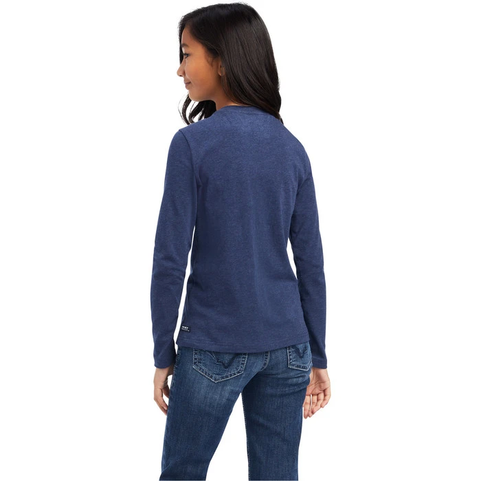 2022 Ariat Junior Fan Club Long Sleeve Top 10041252 - Navy Heather 4 2022 Ariat Junior Fan Club Long Sleeve Top 10041252 - Navy Heather - Image 2