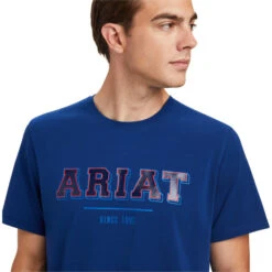 2022 Ariat Mens Varsity Short Sleeve Top 10041352 - Estate Blue -Equestrian Clothing Sales 4744 F22 MNS ENGL 10041352 detail01.700x700