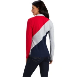 2022 Ariat Womens Taryn Long Sleeve Polo Top 10041356 - Red / Grey / Navy -Equestrian Clothing Sales 4746 F22 WMS ENGL 10041356 back.700x700
