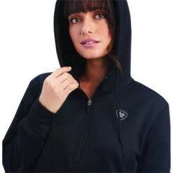 2022 Ariat Womens TEK 1/2 Zip Hoodie 10041676 - Black -Equestrian Clothing Sales 4764 F22 WMS WEST 10041676 detail01.700x700