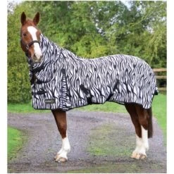 2022 Hy Equestrian StormX Original Zebra Print Fly Rug Hesozpfr - Black / White