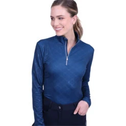 2022 HV Polo Womens Welmoed Luxury Long Sleeve Top 403093454 - Deep Sea Blue Colour Deep Sea Blue -Equestrian Clothing Sales 5321 202220HV20Polo20Welmoed20Luxury20Long20Sleeve20Top2040309345420 20Deep20Sea20Blue20Model.700x700