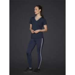 2023 Mountain Horse Womens Active Stripe T-Shirt 4537040 - Navy Colour Navy -Equestrian Clothing Sales 5758 active stripe tshirt navy1.700x700