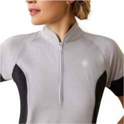 2023 Ariat Womens Cambria Jersey 1/4 Zip Baselayer 10043471 - Silver Sconce / Black -Equestrian Clothing Sales 5862 202320Ariat20Womens20Cambria20Jersey201420Zip20Baselayer201004347120 20Silver20Sconce2020Black20Close20Up.700x700
