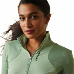 2023 Ariat Womens Breathe 1/4 Zip Baselayer 10043389 - Basil -Equestrian Clothing Sales 5863 10043389 01.700x700