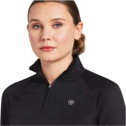 2023 Ariat Womens Sunstopper 2.0 1/4 Zip Baselayer 10030429 - Black Colour Black -Equestrian Clothing Sales 5865 10030429 02.700x700