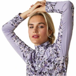 2023 Ariat Womens Sunstopper 2.0 1/4 Zip Baselayer 10030429 - Grey Camo Floral Colour Grey Camo Floral -Equestrian Clothing Sales 5867 10043595 03.700x700