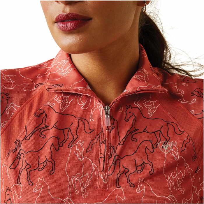 2023 Ariat Womens Sunstopper 2.0 1/4 Zip Baselayer 10030429 - Burnt Sienna Print Colour Burnt Sienna Mirror Print 5 2023 Ariat Womens Sunstopper 2.0 1/4 Zip Baselayer 10030429 - Burnt Sienna Print Colour Burnt Sienna Mirror Print - Image 3