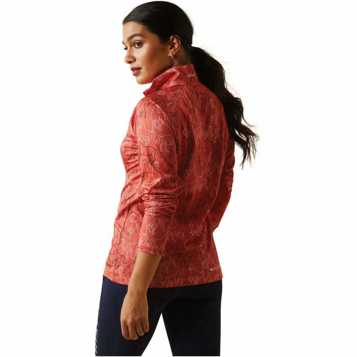 2023 Ariat Womens Sunstopper 2.0 1/4 Zip Baselayer 10030429 - Burnt Sienna Print Colour Burnt Sienna Mirror Print 4 2023 Ariat Womens Sunstopper 2.0 1/4 Zip Baselayer 10030429 - Burnt Sienna Print Colour Burnt Sienna Mirror Print - Image 2