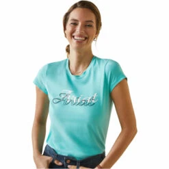 2023 Ariat Womens Varsity Outline T-Shirt 10043742 - Pool Blue -Equestrian Clothing Sales 5882 202320Ariat20Womens20Varsity20Outline20T Shirt201004374220 20Pool20Blue20front.700x700
