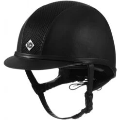 Charles Owen AYR8 Plus Leather Look Helmet Black Colour Black
