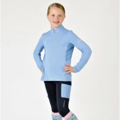 2023 Dublin Junior Power Performance Mid Rise Colour Block Tights 1004929117 - Ink Navy / Bluebell -Equestrian Clothing Sales 6011 1005524000 BLUEBELL DB Kylee LS OM2 UK Image Null Hero.700x700