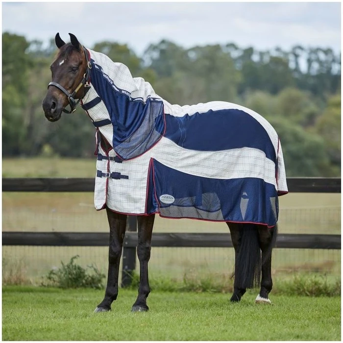 2023 Weatherbeeta Breeze Fly Rug With FREE Fly Mask WFRFM1 - White / Navy 4 2023 Weatherbeeta Breeze Fly Rug With FREE Fly Mask WFRFM1 - White / Navy - Image 2