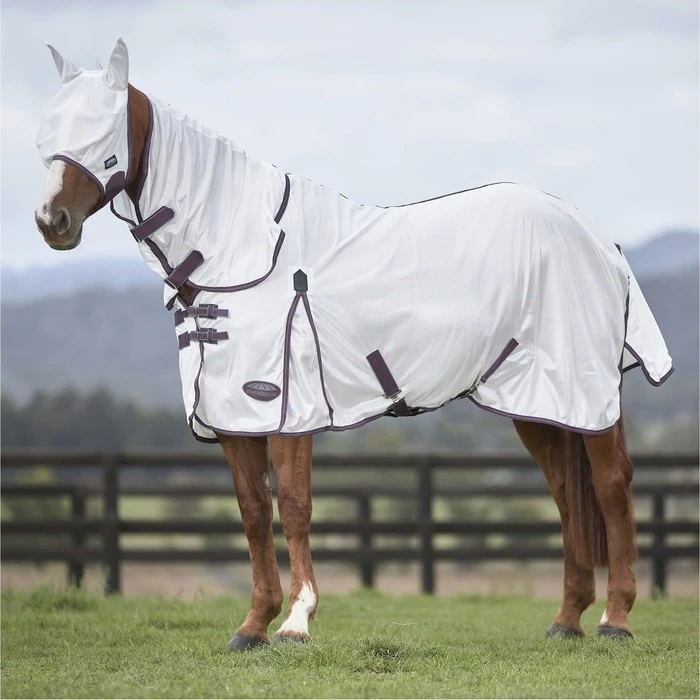 2023 Weatherbeeta Comfitec Essential Fly Rug With FREE Fly Mask WFRFM2 - Grey / White / Maroon 4 2023 Weatherbeeta Comfitec Essential Fly Rug With FREE Fly Mask WFRFM2 - Grey / White / Maroon - Image 2