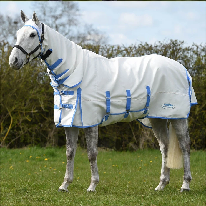 2023 Weatherbeeta Sweet Itch Shield Fly Rug With FREE Fly Mask WFRFM3 - White / Blue / Navy 5 2023 Weatherbeeta Sweet Itch Shield Fly Rug With FREE Fly Mask WFRFM3 - White / Blue / Navy - Image 3
