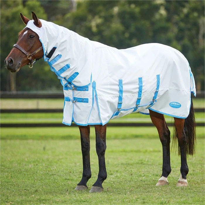 2023 Weatherbeeta Sweet Itch Shield Fly Rug With FREE Fly Mask WFRFM3 - White / Blue / Navy 8 2023 Weatherbeeta Sweet Itch Shield Fly Rug With FREE Fly Mask WFRFM3 - White / Blue / Navy - Image 6