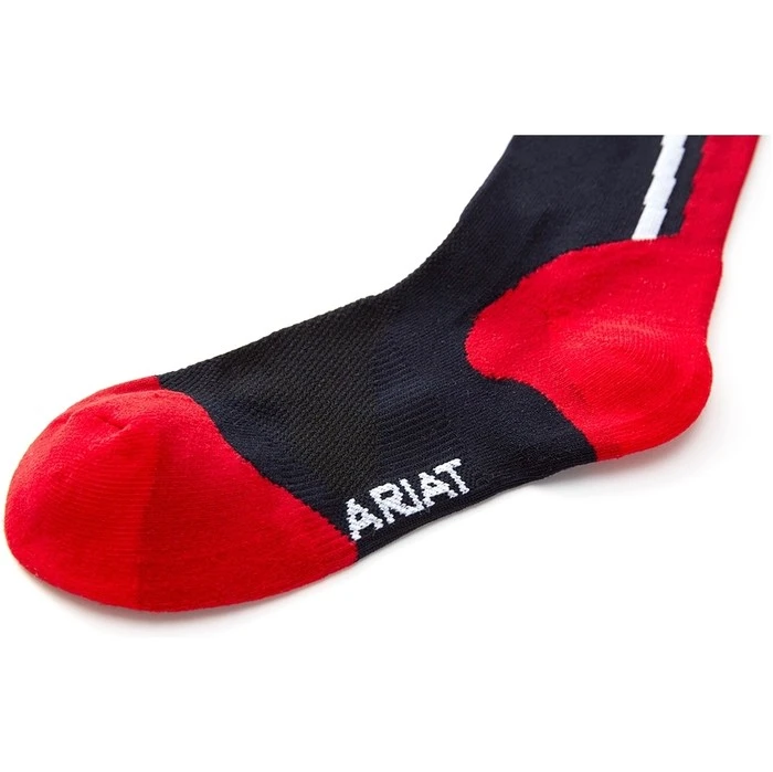 Ariat Womens Ariattek Slimline Socks Navy / Red 4 Ariat Womens Ariattek Slimline Socks Navy / Red - Image 2