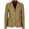 Dublin Womens Albany Tweed Suede Collar Tailored Riding Jacket - Brown