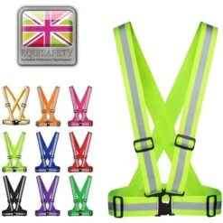 2021 Equisafety Elastic Adjustable High Vis Body Harness HARN-HV - Yellow / Orange Colour Yellow/Orange