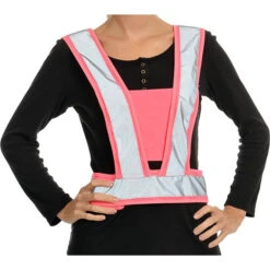 Equisafety Childrens Reflective Hi Vis Adjustable Body Harness Pink