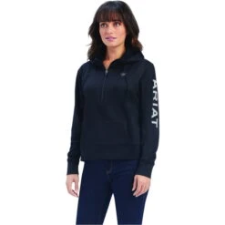 2022 Ariat Womens TEK 1/2 Zip Hoodie 10041676 - Black