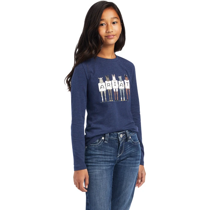 2022 Ariat Junior Fan Club Long Sleeve Top 10041252 - Navy Heather 3 2022 Ariat Junior Fan Club Long Sleeve Top 10041252 - Navy Heather