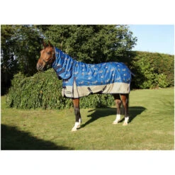 2022 Hy Equestrian StormX 200 Combi Turnout Rug Thelwell Jumps - Blue / Taupe / Navy
