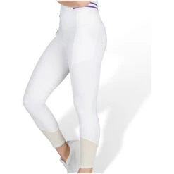 Derriere Equestrian Womens Deauville Knee Grip Leggings DDKGL2022 - White Colour White