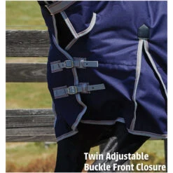 2022 Weatherbeeta Comfitec Essential Medium Standard Neck Turnout Rug - Navy / Silver / Red -Equestrian Clothing Sales Weatherbeeta Comfitec Essential Combo Neck Heavy Navy Silver 5.700x700
