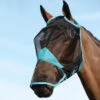 Weatherbeeta Comfitec Fine Mesh Mask With Nose - Black / Turquoise Colour Black/Turquoise -Equestrian Clothing Sales Weatherbeeta Comfitec Fine Mesh Mask With Nose Black Turquoise.700x700