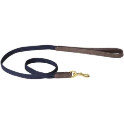 Weatherbeeta Leather Plaited Dog Lead - Brown / Navy Colour Navy/Brown