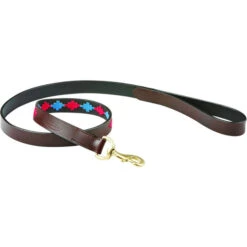 Weatherbeeta Polo Leather Dog Lead - Beaufort Brown / Pink / Blue Colour Blue/Pink/Beaufort Brown