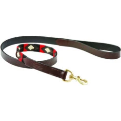 Weatherbeeta Polo Leather Dog Lead - Cowdray Brown / Red Colour Red/Cowdray Brown